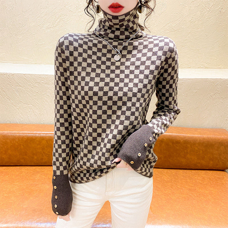Pullover da donna a collo alto Scozzese