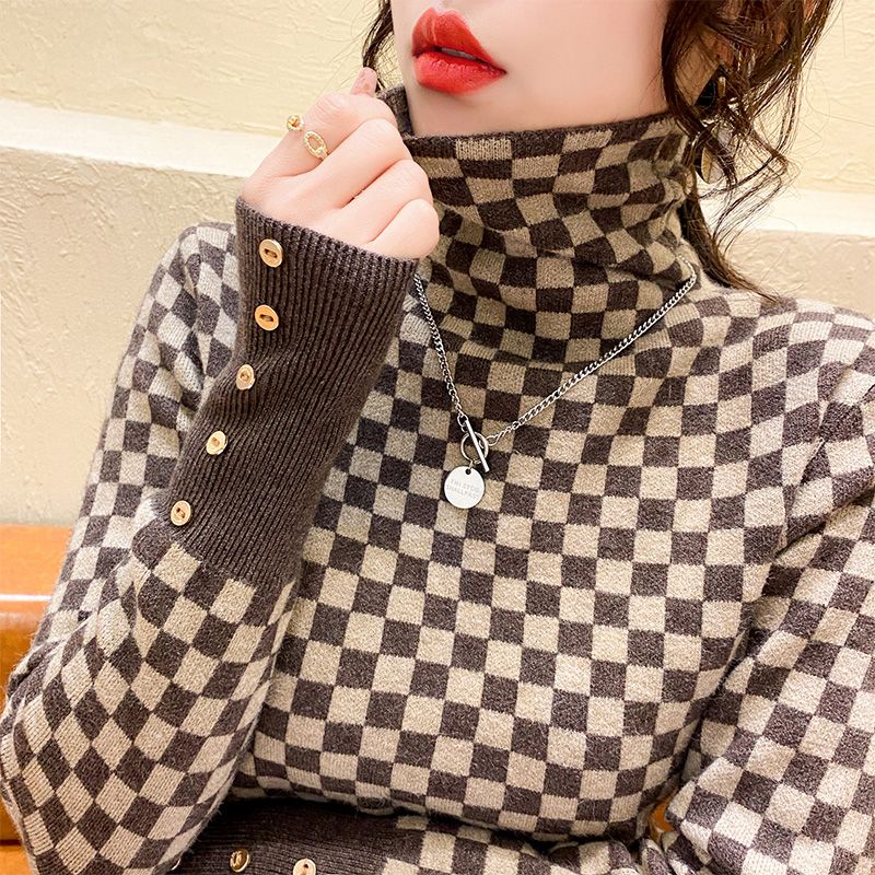 Pullover da donna a collo alto Scozzese