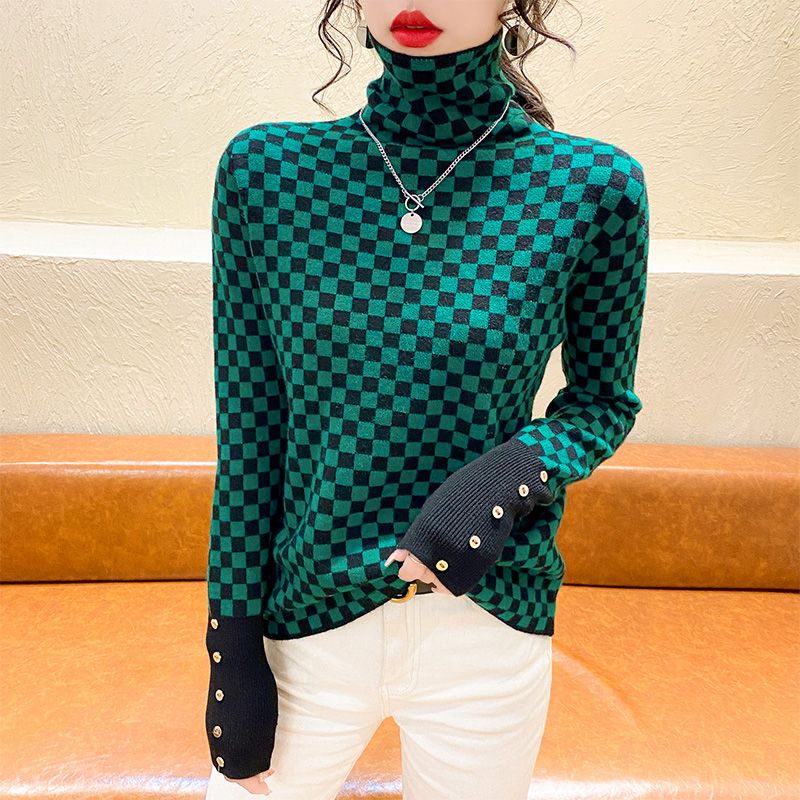 Pullover da donna a collo alto Scozzese